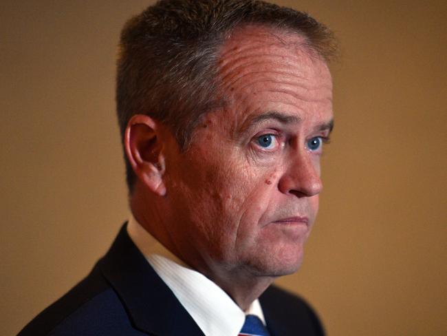 Leader of the Opposition Bill Shorten at a press conference after making his pre-budget address at a McKell Institute lunch in Sydney, Monday, April 30, 2018. (AAP Image/Mick Tsikas) NO ARCHIVING