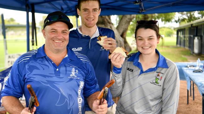 Dan Green, Andrew Pallanza and Mackenzie Hocking at the Brothers Soccer Club in Mt Louisa. Picture: Evan Morgan