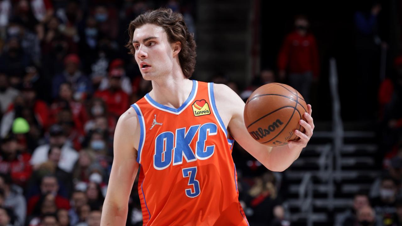 Josh Giddey is on track to have the third-youngest triple-double in NBA history. (Photo by Jeff Haynes/NBAE via Getty Images)