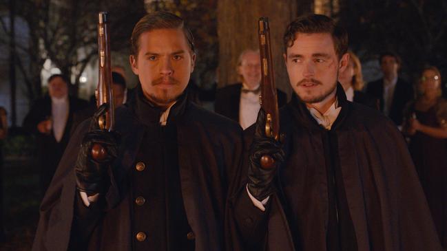 Callan McAuliffe and Dylan Sprouse in The Duel.