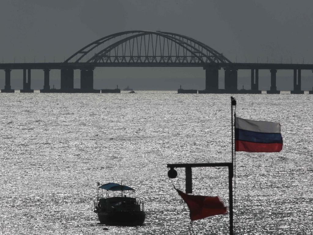 This photograph taken on October 8, 2022 shows the Kerch bridge that links Crimea to Russia. Picture: AFP