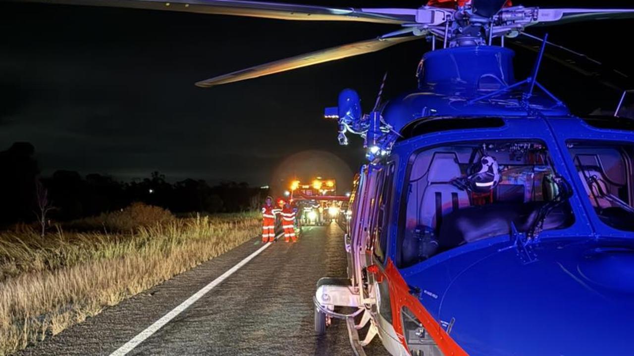 Highway shut, rescue chopper called to multi-vehicle crash