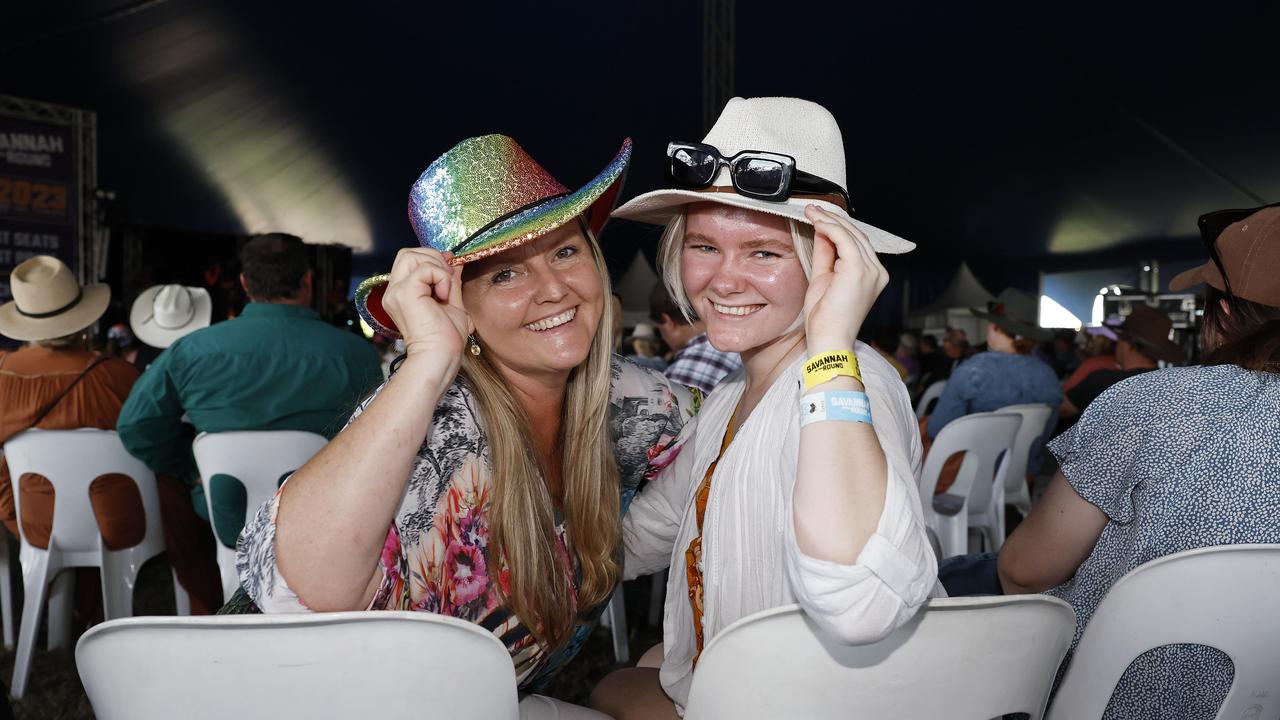 Rachel Bradley and Jasmine Bradley at the Savannah in the Round music festival, held at Kerribee Park rodeo grounds, Mareeba. Picture: Brendan Radke