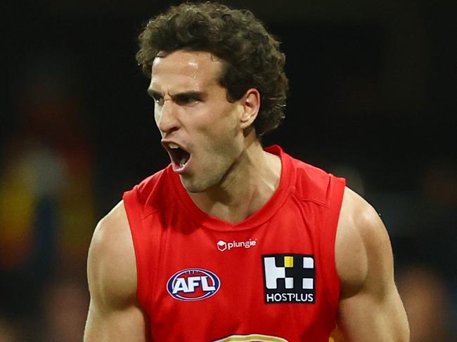 *APAC Sports Pictures of the Week - 2023, June 26* - GOLD COAST, AUSTRALIA - JUNE 25: Ben King of the Suns celebrates a goal during the round 15 AFL match between Gold Coast Suns and Hawthorn Hawks at Heritage Bank Stadium, on June 25, 2023, in Gold Coast, Australia. (Photo by Chris Hyde/Getty Images)