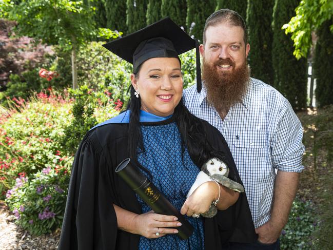 Bachelor of Nursing graduate Rebecca Niebling with husband David Niebling at a UniSQ graduation ceremony at The Empire, Tuesday, October 29, 2024. Picture: Kevin Farmer