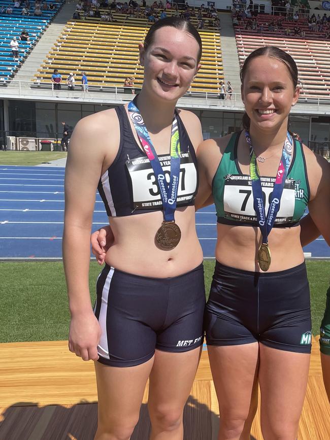 Medallists from day 2 at the Queensland School Sport track and field championships.