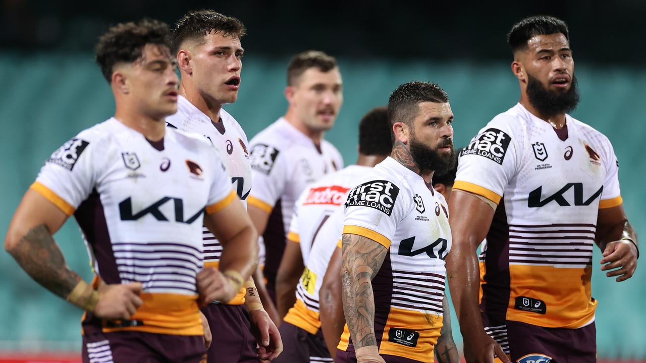 SYDNEY, AUSTRALIA - AUGUST 04: Adam Reynolds of the Broncos looks on after a Broncos try during the round 21 NRL match between the Sydney Roosters and the Brisbane Broncos at the Sydney Cricket Ground on August 04, 2022, in Sydney, Australia. (Photo by Cameron Spencer/Getty Images)