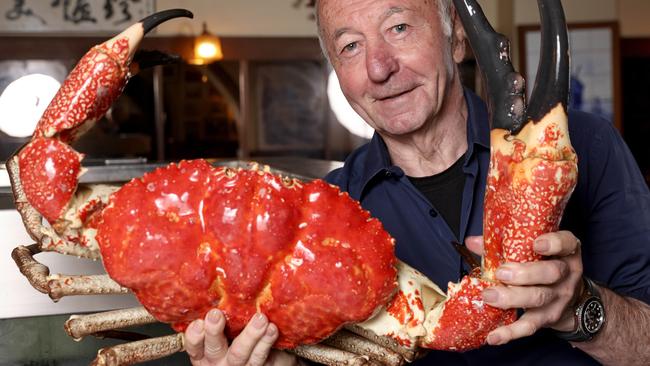 Marcello holding a 10kg King Island Tasmanian crab at his restaurant Blue Angel in Darlinghurst. Picture: Damian Shaw