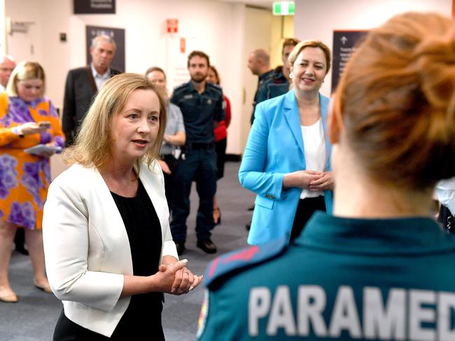 Premier Annastacia Palaszczuk and Health Minister Yvette DâAth announce a boost in frontline health workers at Royal Brisbane &amp; Women’s Hospital in January 2023. Picture: NCA NewsWire / John Gass