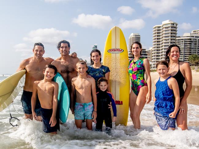 From left: Billy Slater with son Jake, 9, Nacho Figueras with kids Artemio, 10, Aurura, 15, Alba, 6, and wife Delfina Blaquier, and Nicole Slater with daughter Tyla, 11. Picture: Luke Marsden