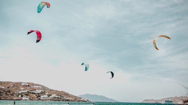 Kite surfing in Mikri Vigla on Naxos.