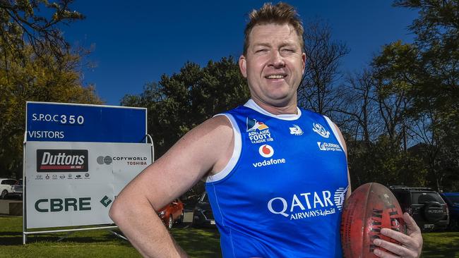 St Peter’s OC club legend Richie ‘Factor’ Milne before his 350th game in 2019. He will play a record-breaking game number 384 on Saturday. Picture: Roy VanDerVegt