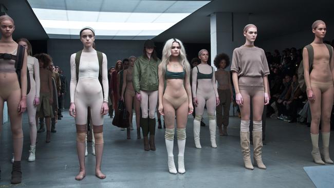 Nude look ... models on the runway. Picture: AP Photo/Bebeto Matthews