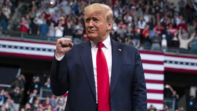 Trump’s Manchester rally had a huge turnout. Picture: AP/Evan Vucci