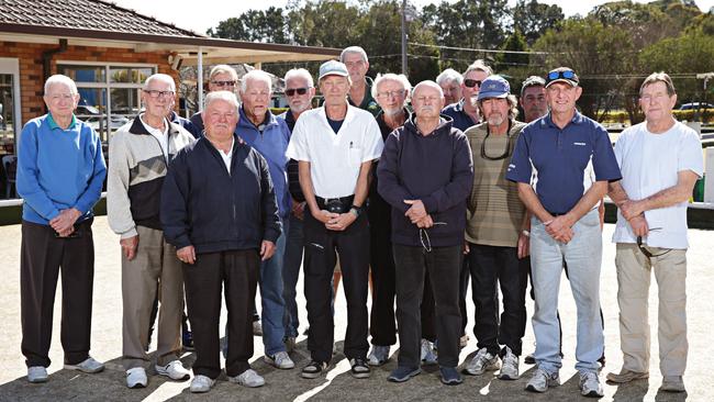 North Manly Bowling Club mens members on the greens that will be maintained by the council until November. Picture: Adam Yip.