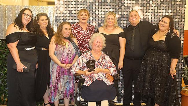 The Bravo team, including Roxanne MacGregor, at the 2021 Gympie Business Awards, where they won not-for-profit of the year. Picture: Gympie Chamber of Commerce.