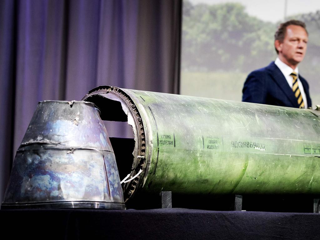 Part of the BUK rocket that was fired at the Malaysia Airlines flight MH17, which came from a Russian military brigade. Picture: AFP