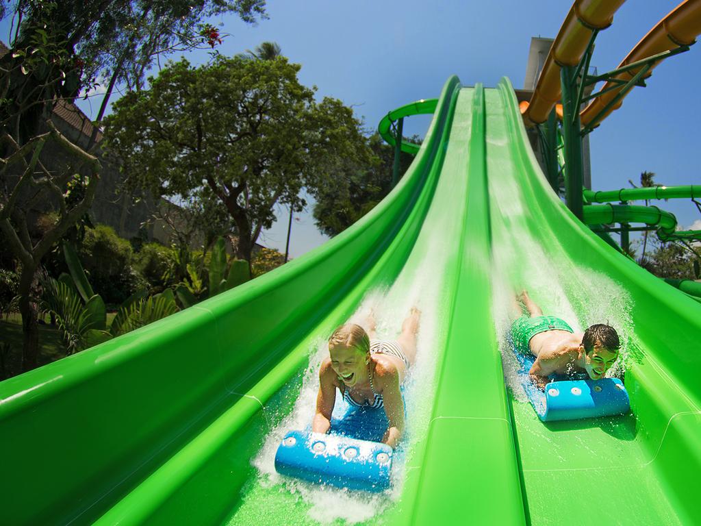 <p>Bali is a paradise of fun, active and cultural family activities.</p><p>For water babies there are waterparks, surf camps and whitewater rafting, while for landlubbers there's mountain peaks to conquer, treetop climbs and indoor theme parks and play centres.</p><p>Then, let's not forget the magnificent kids' clubs that come complete with daily indoor and outdoor activities, family friendly pools and long hours - to give parents and carers the holiday they deserve.</p><p>Ready to fill your itinerary? Here are 20 of the best family-friendly activities worth including if you&rsquo;re heading for a Bali holiday with kids.</p><h2>BEST THINGS TO DO IN BALI WITH KIDS</h2><h2><strong>Ride the slides at Waterbom Bali</strong></h2><p>Set over 3.8 hectares with more than 50 per cent of the area conserved as green space, this Kuta waterpark is the perfect place to keep the brood cool on humid days. Named the best waterpark in Asia by travellers on TripAdvisor last year, this wet wonderland offers more than 15 different attractions and cashless payment. Picture: Waterbom Bali</p><p class="button-common"><a title="https://travel.escape.com.au/activities/waterbom-bali-tickets--single-day-pass-100060059" href="https://travel.escape.com.au/activities/waterbom-bali-tickets--single-day-pass-100060059" target="_blank" data-cta="https://travel.escape.com.au/activities/waterbom-bali-tickets--single-day-pass-100060059" data-editable="true">Book here</a></p><p>&nbsp;</p><p class="button-common"><a title="https://travel.escape.com.au/accommodation/search?Dest=Bali&amp;DestFullName=Bali,+Indonesia&amp;DisplayFullName=Bali&amp;Days=1&amp;CurrencyCode=AUD&amp;PropertyId=-1&amp;PropertyName=Bali,+Indonesia&amp;GuestCounts[0][0][AgeQualifyingCode]=10&amp;GuestCounts[0][0][Count]=2" href="https://travel.escape.com.au/accommodation/search?Dest=Bali&amp;DestFullName=Bali,+Indonesia&amp;DisplayFullName=Bali&amp;Days=1&amp;CurrencyCode=AUD&amp;PropertyId=-1&amp;PropertyName=Bali,+Indonesia&amp;GuestCounts%5B0%5D%5B0%5D%5BAgeQualifyingCode%5D=10&amp;GuestCounts%5B0%5D%5B0%5D%5BCount%5D=2" target="_blank" data-cta="https://travel.escape.com.au/accommodation/search?Dest=Bali&amp;DestFullName=Bali,+Indonesia&amp;DisplayFullName=Bali&amp;Days=1&amp;CurrencyCode=AUD&amp;PropertyId=-1&amp;PropertyName=Bali,+Indonesia&amp;GuestCounts[0][0][AgeQualifyingCode]=10&amp;GuestCounts[0][0][Count]=2" data-editable="true">For great Bali hotel deals, click here</a></p><p>&nbsp;</p>