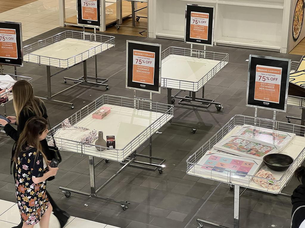 Shoppers flock to Myer’s Brisbane CBD store on its last day of trading. Picture: Lyndon Mechielsen