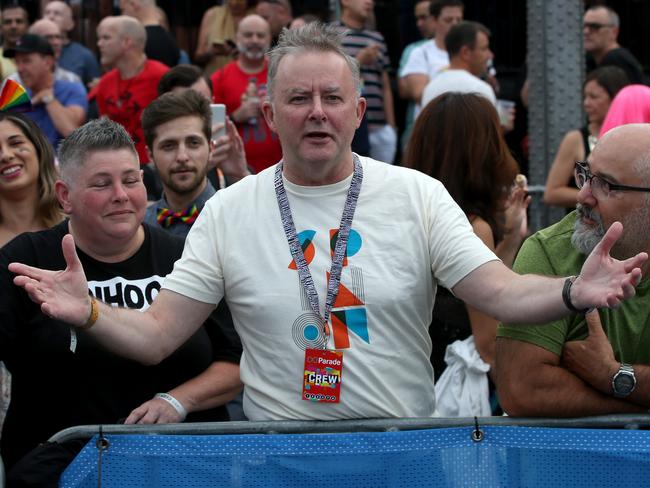 Opposition Leader Anthony Albanese attends the Sydney Gay and Lesbian Mardi Gras 2020 in Sydney on the weekend. Picture: Damian Shaw