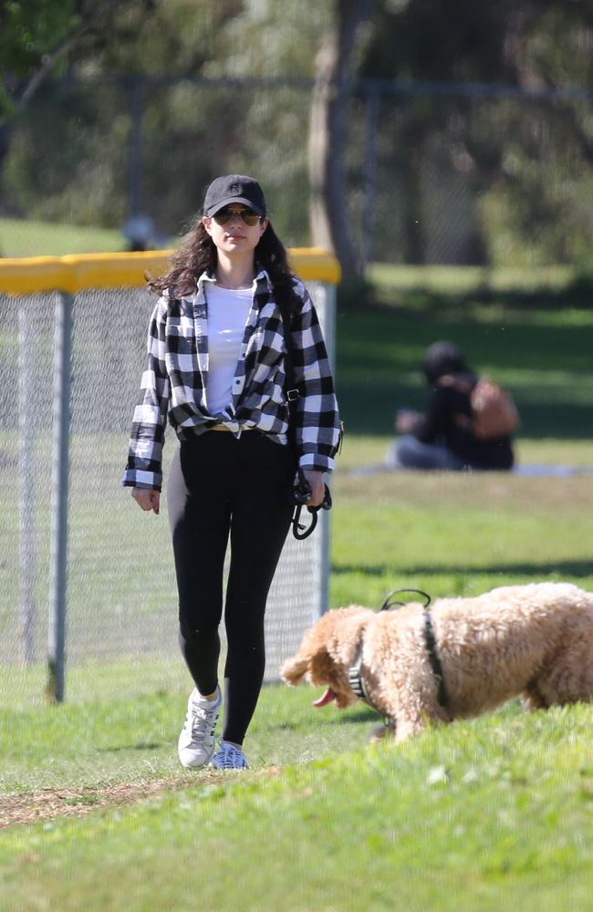 Hurwitz was seen looking downcast at an LA dog park following news of her ex’s death. Picture: the US Sun/MEGA