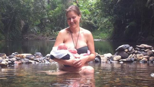 Simone with Perouze in the creek where she was born. Picture: Real Life Story Agency