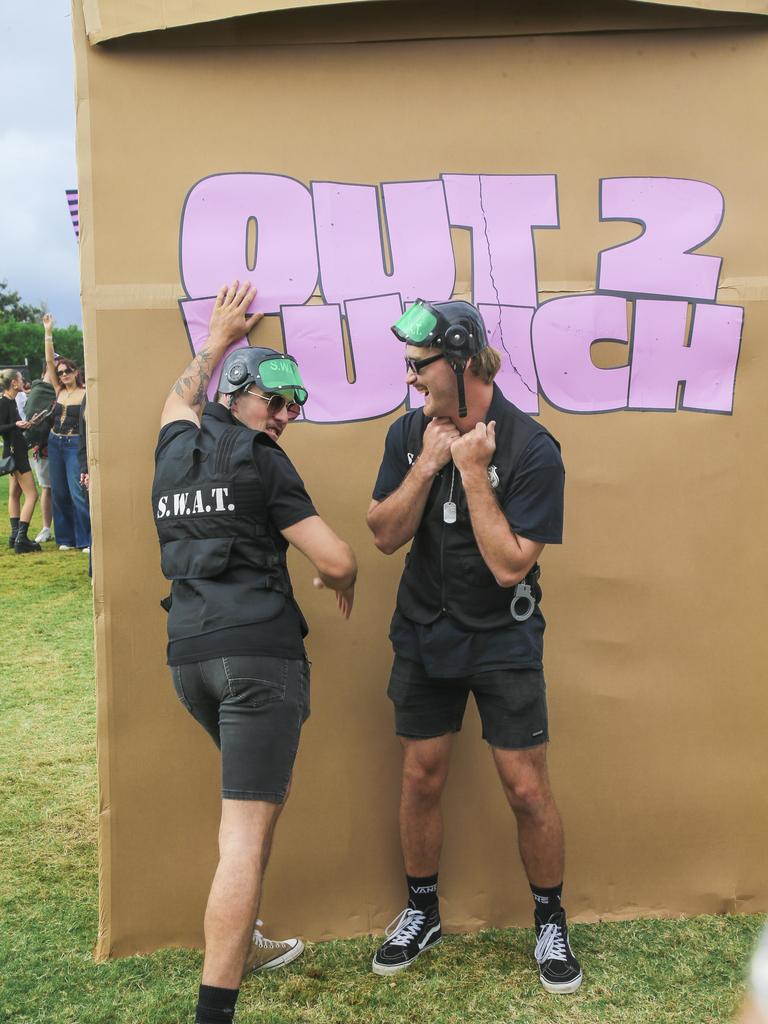 Colby Williams and James Mulholland at the Out 2 Lunch festival on the Coolangatta beachfront. Picture: Glenn Campbell