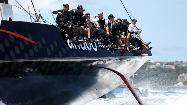 SYDNEY, AUSTRALIA - DECEMBER 06:  Andoo Comanche races during the SOLAS Big Boat Challenge on December 06, 2022 in Sydney, Australia. (Photo by Matt King/Getty Images)