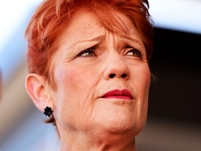 Pauline Hanson in Townsville to endorse her One Nation Candidate for Thuringowa, Troy Thompson. Picture: Alix Sweeney