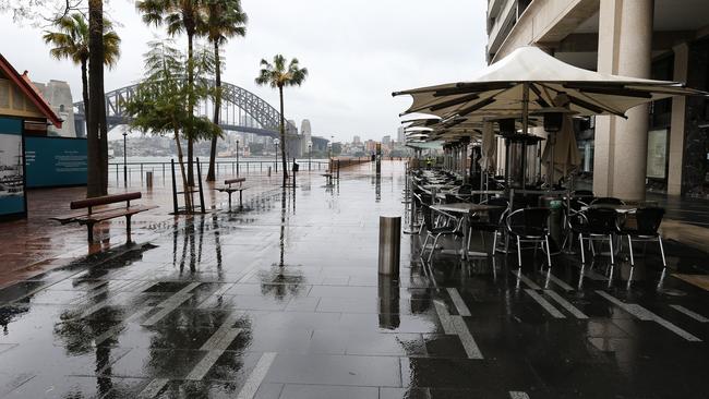 A deserted cafe at Circular Quay on Sydney Harbour. Picture: Gaye Gerard