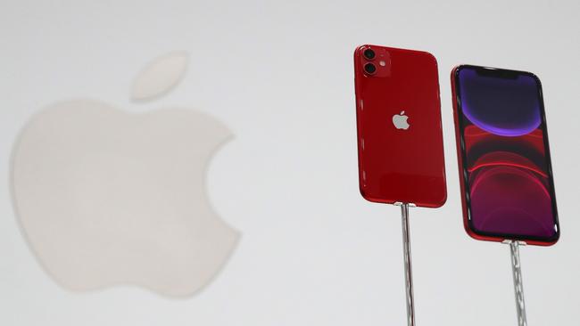 The new Apple iPhone 11 is displayed the Cupertino launch. Picture; AFP.