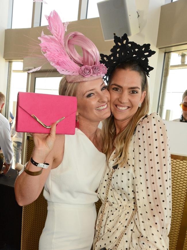 Bec Morrissey and Jasmin Hunt at Melbourne Cup celebrations at Nineteen at The Star Gold Coast. Picture: Regina King.