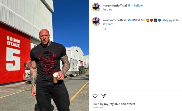 Body builder and actor Martyn Ford will be featured in the upcoming Mortal Kombat 2 movie being filmed on the Gold Coast. Picture: Instagram