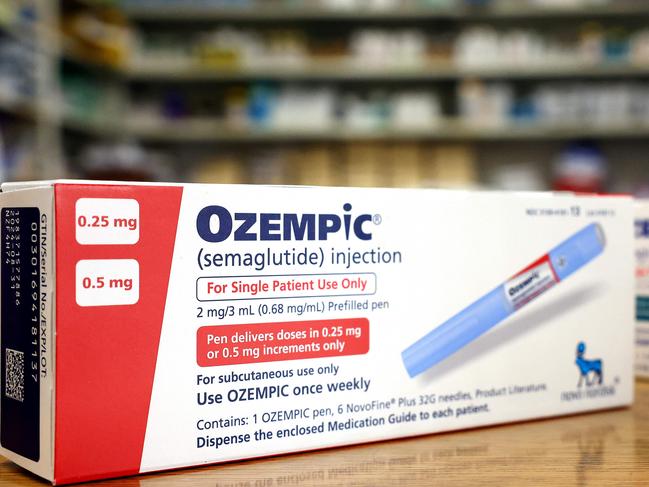 LOS ANGELES, CALIFORNIA - APRIL 17: In this photo illustration, boxes of the diabetes drug Ozempic rest on a pharmacy counter on April 17, 2023 in Los Angeles, California. Ozempic was originally approved by the FDA to treat people with Type 2 diabetes- who risk serious health consequences without medication. In recent months, there has been a spike in demand for Ozempic, or semaglutide, due to its weight loss benefits, which has led to shortages. Some doctors prescribe Ozempic off-label to treat obesity. (Photo illustration by Mario Tama/Getty Images) (Photo by MARIO TAMA / GETTY IMAGES NORTH AMERICA / Getty Images via AFP)