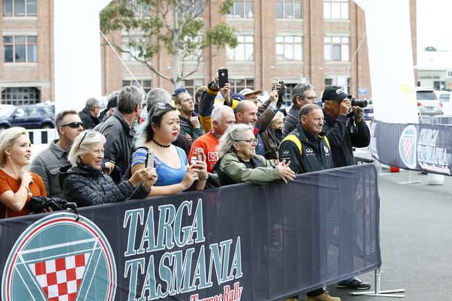 The crowd at the Targa Tasmania finish at Macquare Wharf No.2. Picture: MATT THOMPSON.