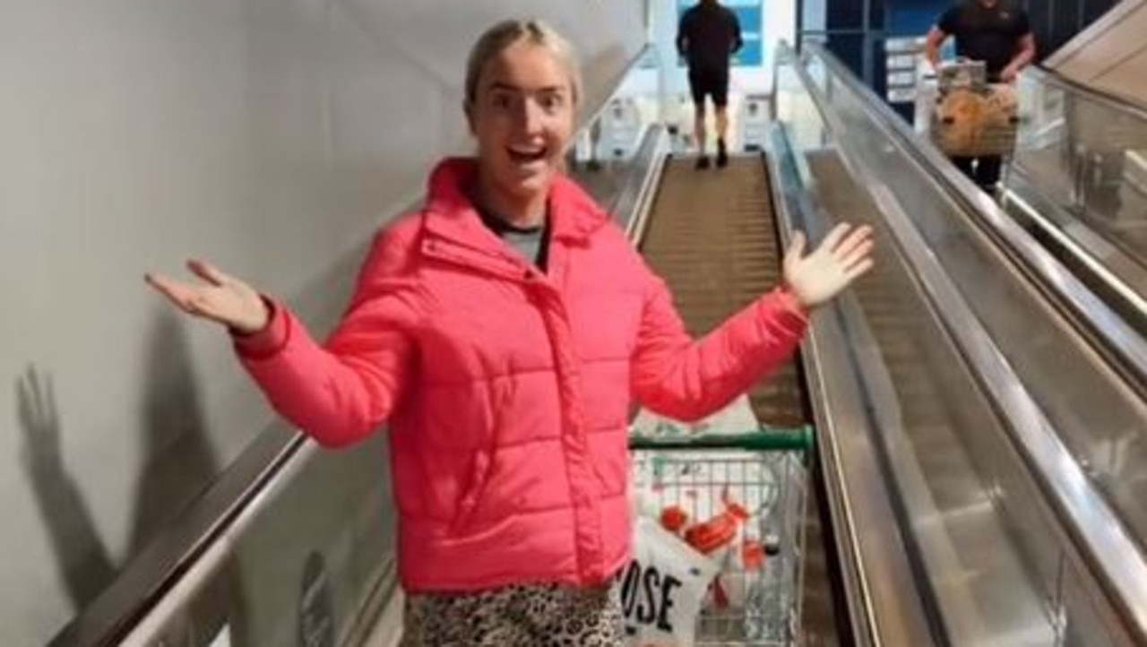 People and their trolleys go on the same escalator in Australia. Picture: TikTok / @wearesheppard