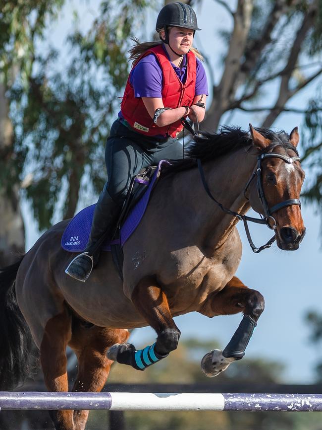 Abby Vidler in action on another horse, Cheerio, at age 15. Picture: Jason Edwards