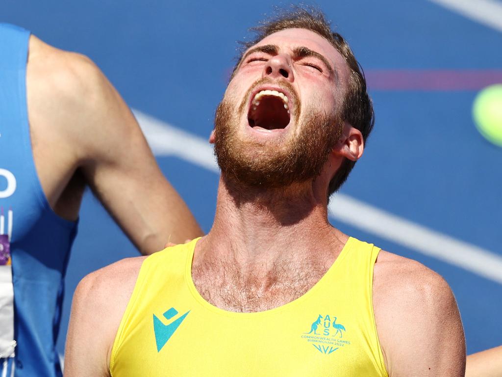 Hoare screams with delight after his win. Picture: Michael Klein