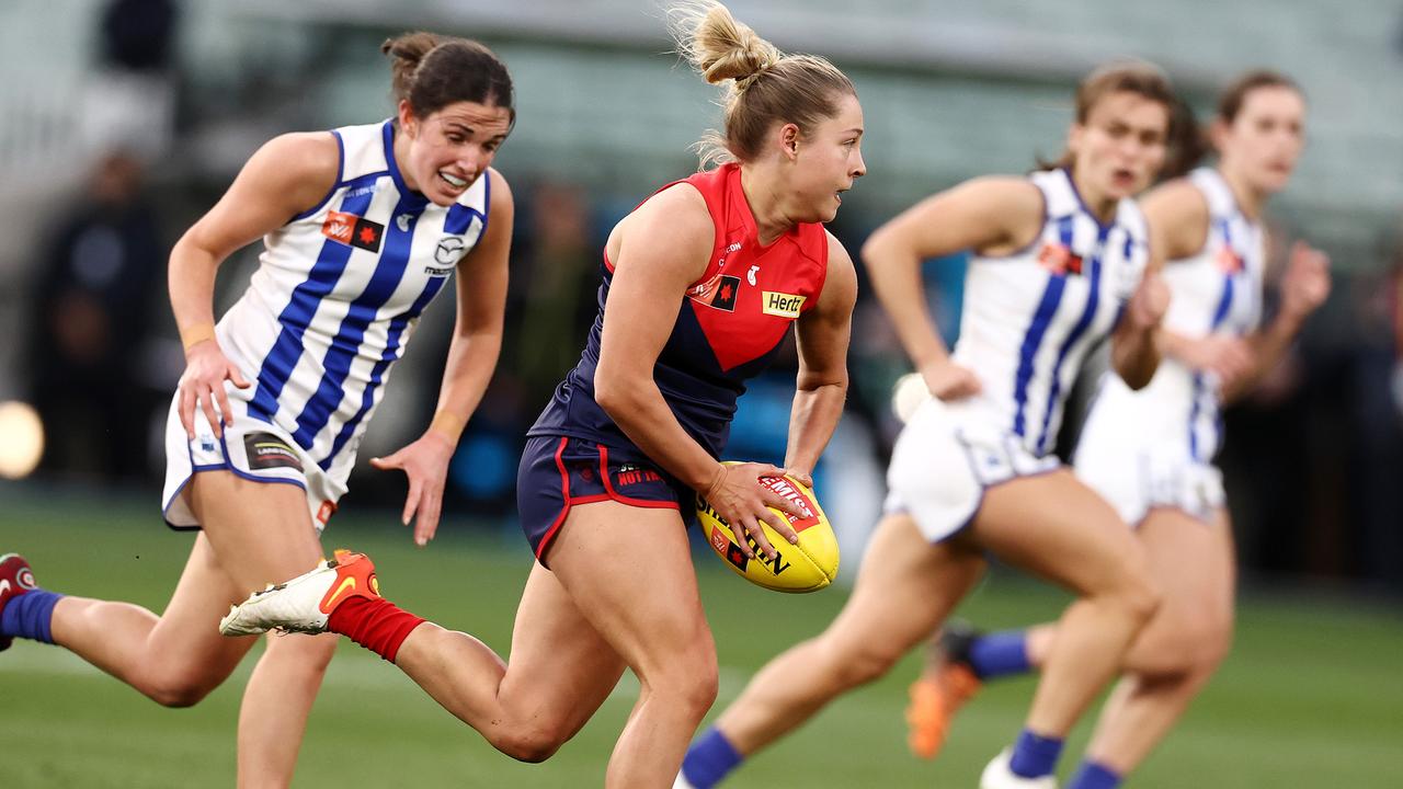 Melbourne played in both AFLW games held at the MCG in 2022 season 6, against North Melbourne and then in a preliminary final against Brisbane. Picture: Michael Klein