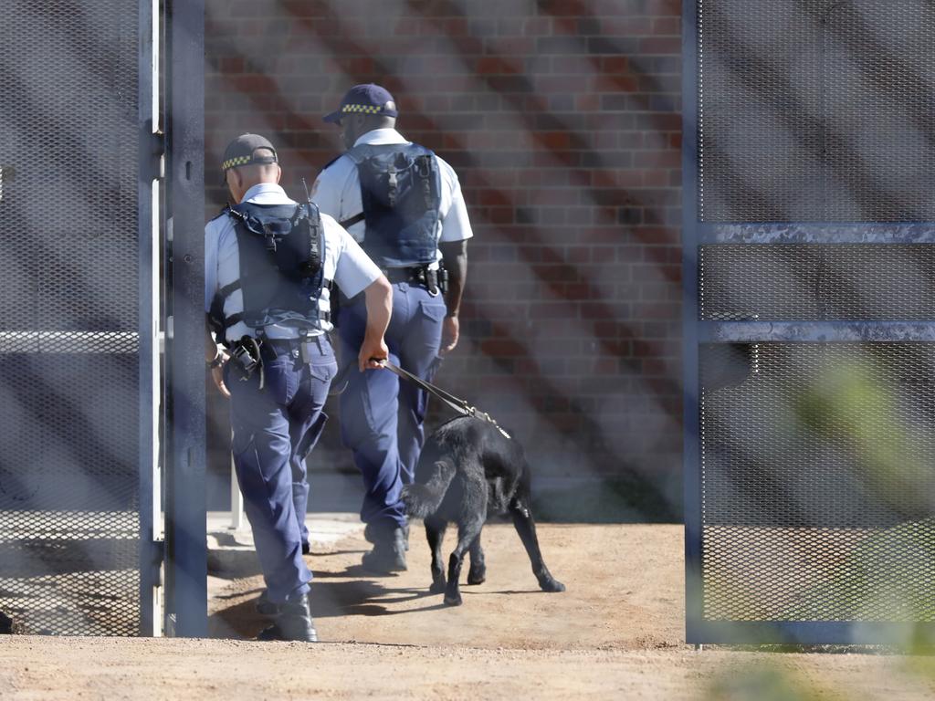 Goulburn Jail correction officers monitor the opening of the newly refurbished High Risk Management Correctional Centre Area 2 at Goulburn Jail, Goulburn, NSW. Picture: Sean Davey