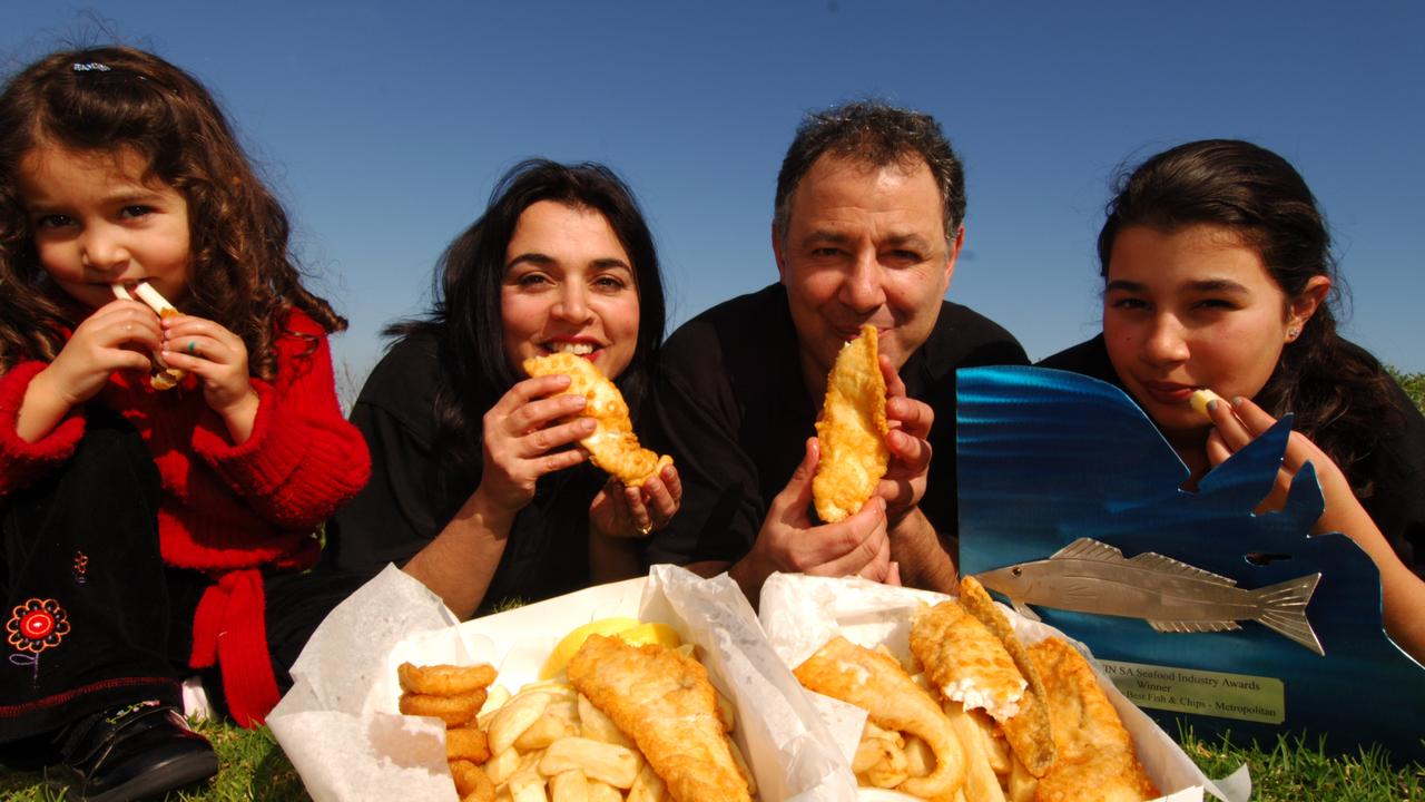 The Stunned Mullet’s Angelika, Amanda, Dino and Victoria Papadopoulos in 2007. Picture: Steve Coates