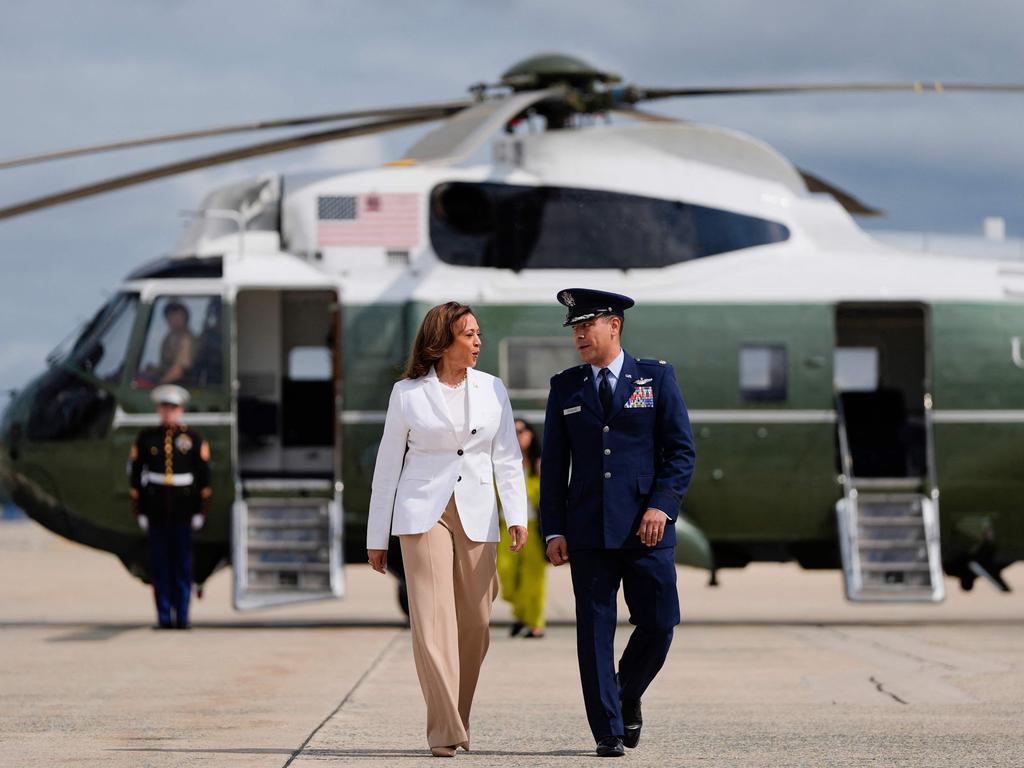 US Vice President and 2024 Democratic presidential candidate Kamala Harris walks to board Air Force Two as she headed to campaign events in Wisconsin and Michigan. Picture: AFP