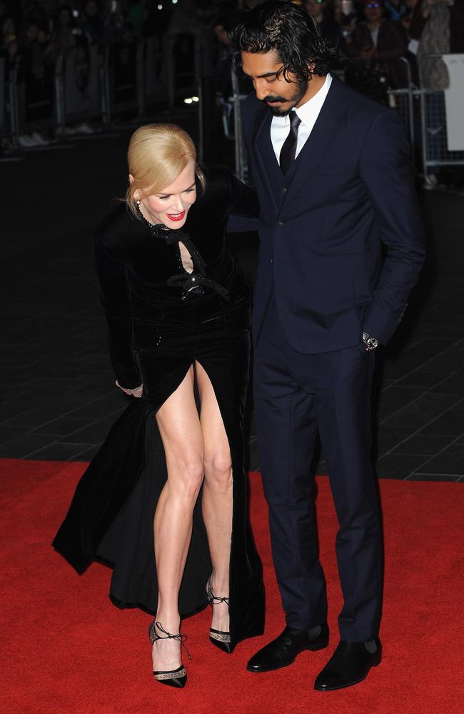 Nicole Kidman nearly showed too much skin at the premiere of Lion in London. Picture: Splash