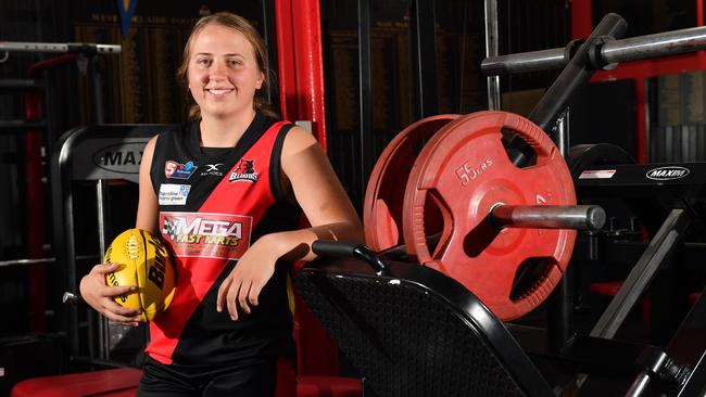 Chelsea Biddell during West Adelaide’s SANFLW clash with Glenelg earlier this season. Picture: Deb Curtis