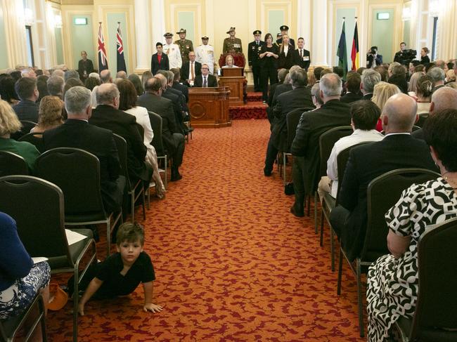 Governor Dr Jeannette Young officially opens the 58th parliament in the Legislative Council Chamber. Picture: Glenn Campbell/NCA NewsWire