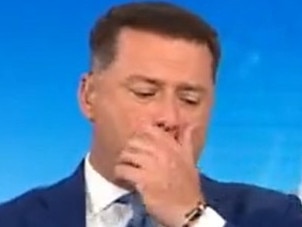 Today TV presenter Karl Stefanovic cries during reading of the tribute by SA  Police Commissioner Grant Stevens to his son Charlie. Picture: Twitter