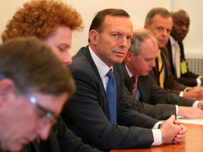 Tony Abbott meeting with ambassadors and representatives from the diplomatic community on the Malaysian Airlines Flight MH17 at Parliament House in Canberra.