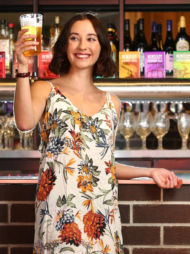 Lilly Brandt enjoys a beer at Newstead Brewery. Picture: Adam Head