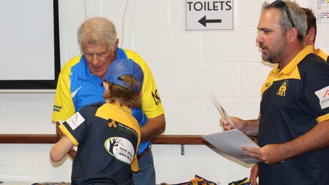 GRCA Junior Awards Night 2023 Ken Johnston congratulates Big Bash Sixers player. Picture: Supplied