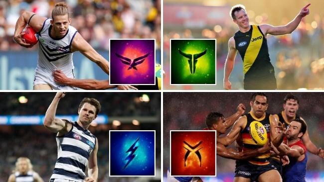 The AFL has unveiled AFLX team logos for Nat Fyfe, Jack Riewoldt, Patrick Dangerfield and Eddie Betts.